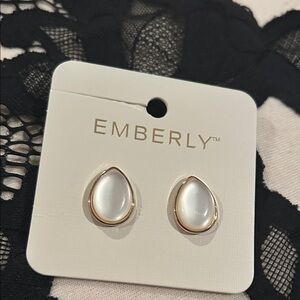 EMBERLY Faux Pearl Drop Stud Earrings NWT
